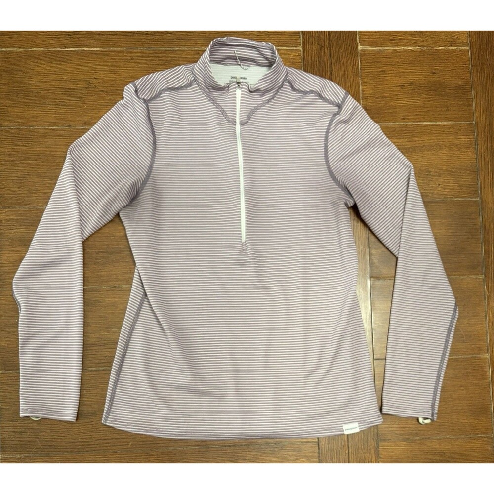 Women’s Patagonia Size L Capilene Lightweight 1/2 Zip Purple Striped pullover